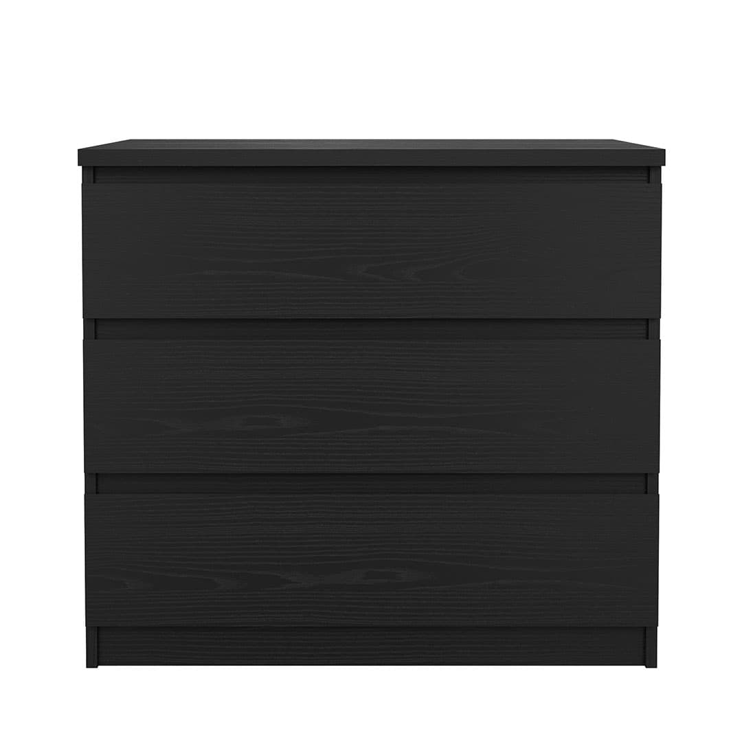 Naia Kommode 3 Schubladen schwarze Struktur.