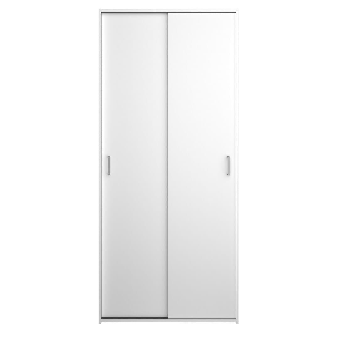 Space Kleiderschrank 176x78x49cm, 2 Schiebetüren weiß.