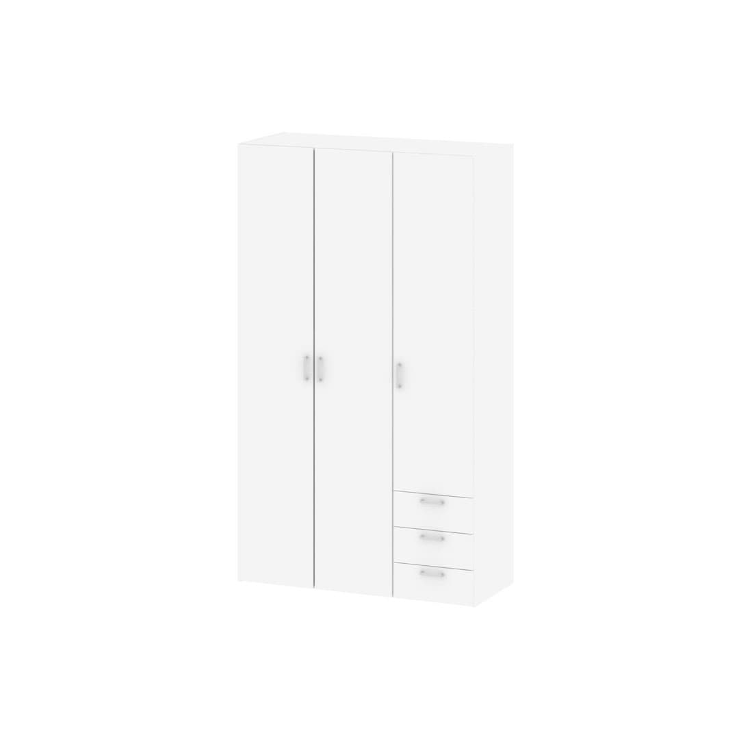 Spell Kleiderschrank 3 Türen, 3 Schubladen weiss.