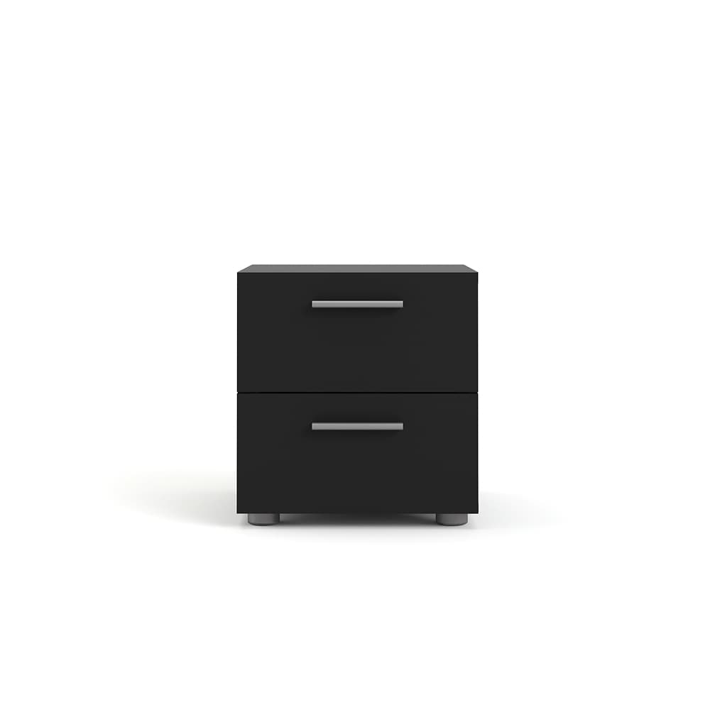 Petra Nachttisch mit 2 Schubladen, mattschwarz.