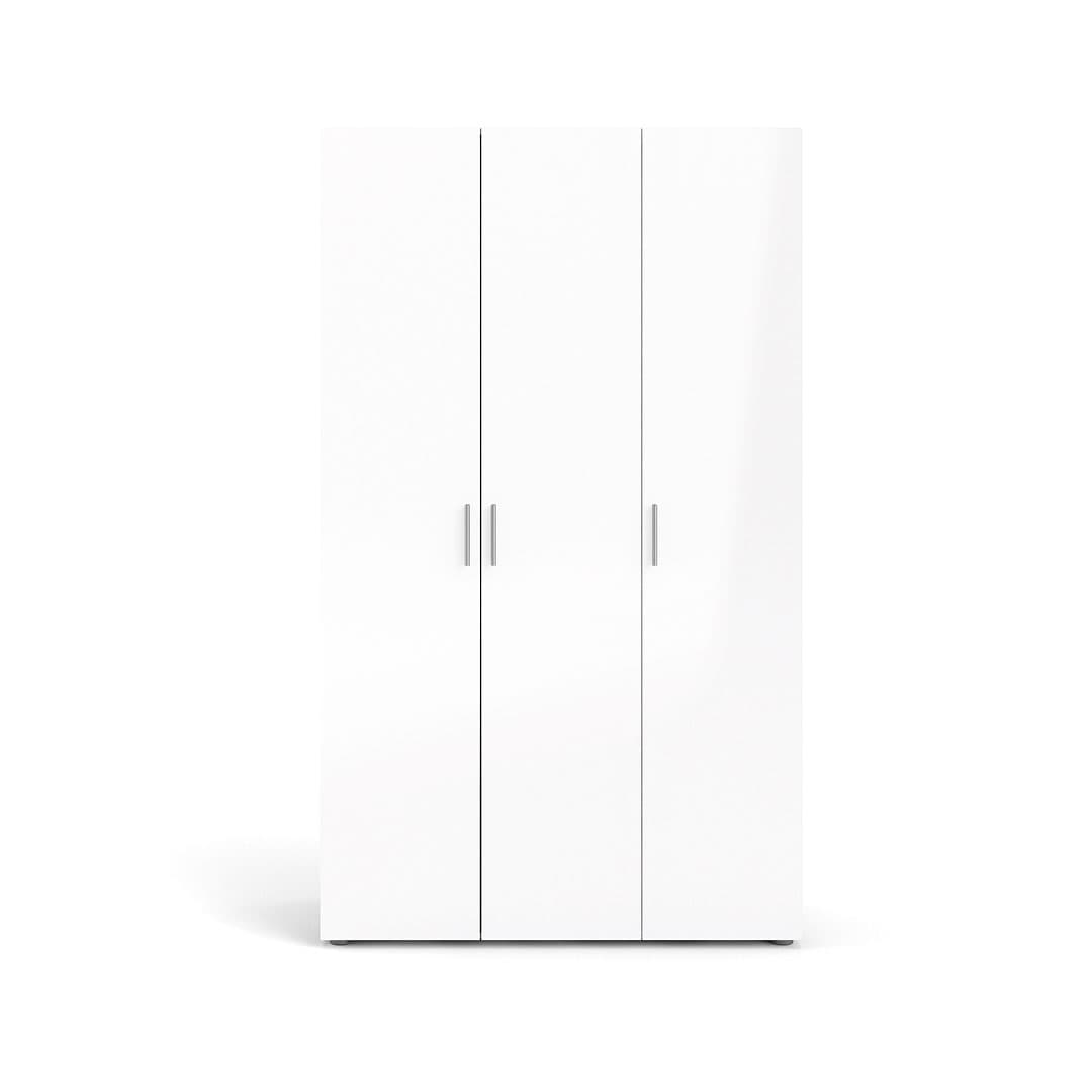Petra Kleiderschrank mit 3 Türen , eiche dekor,weiss hochglanz.