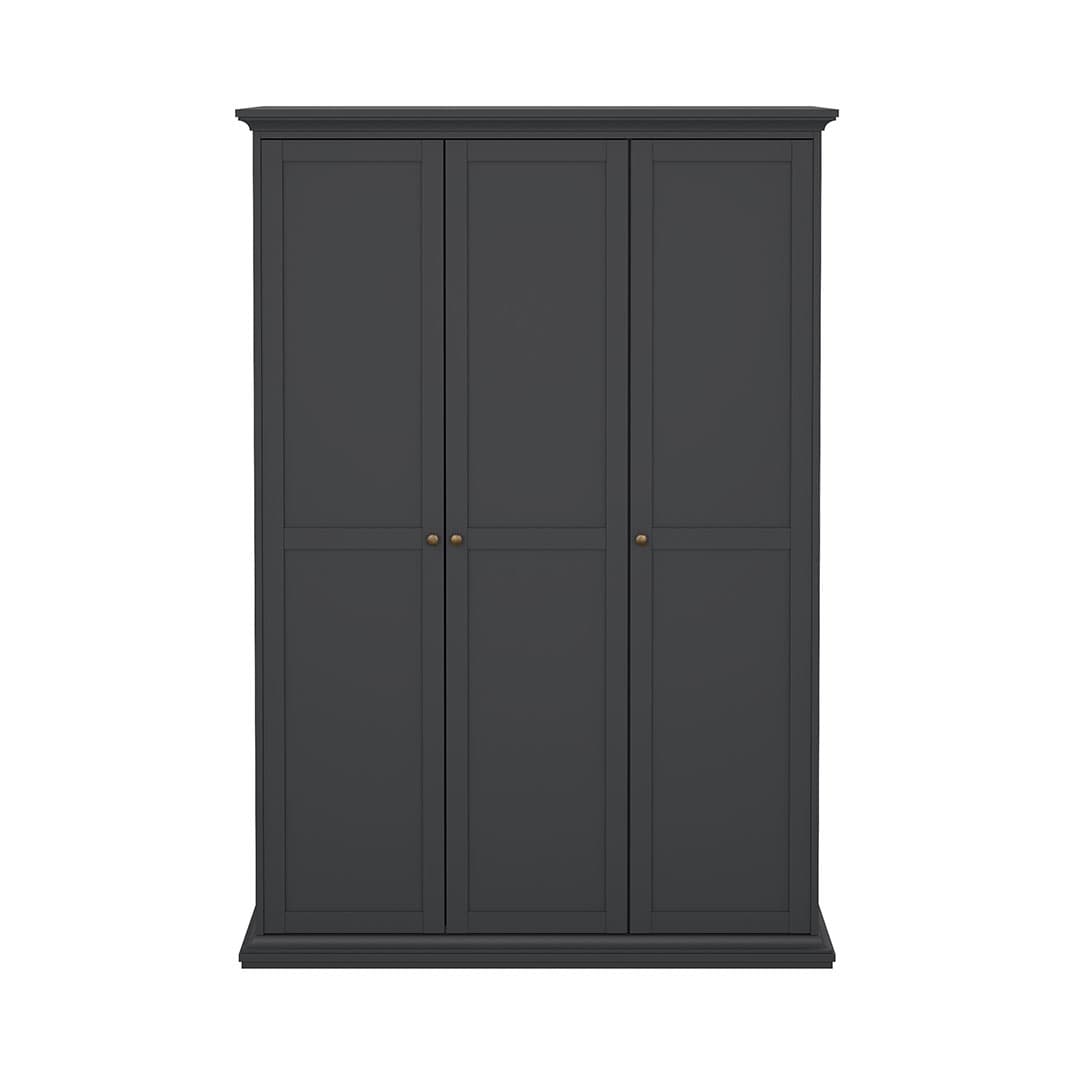 Venedig Kleiderschrank 3 Türen matt grau.
