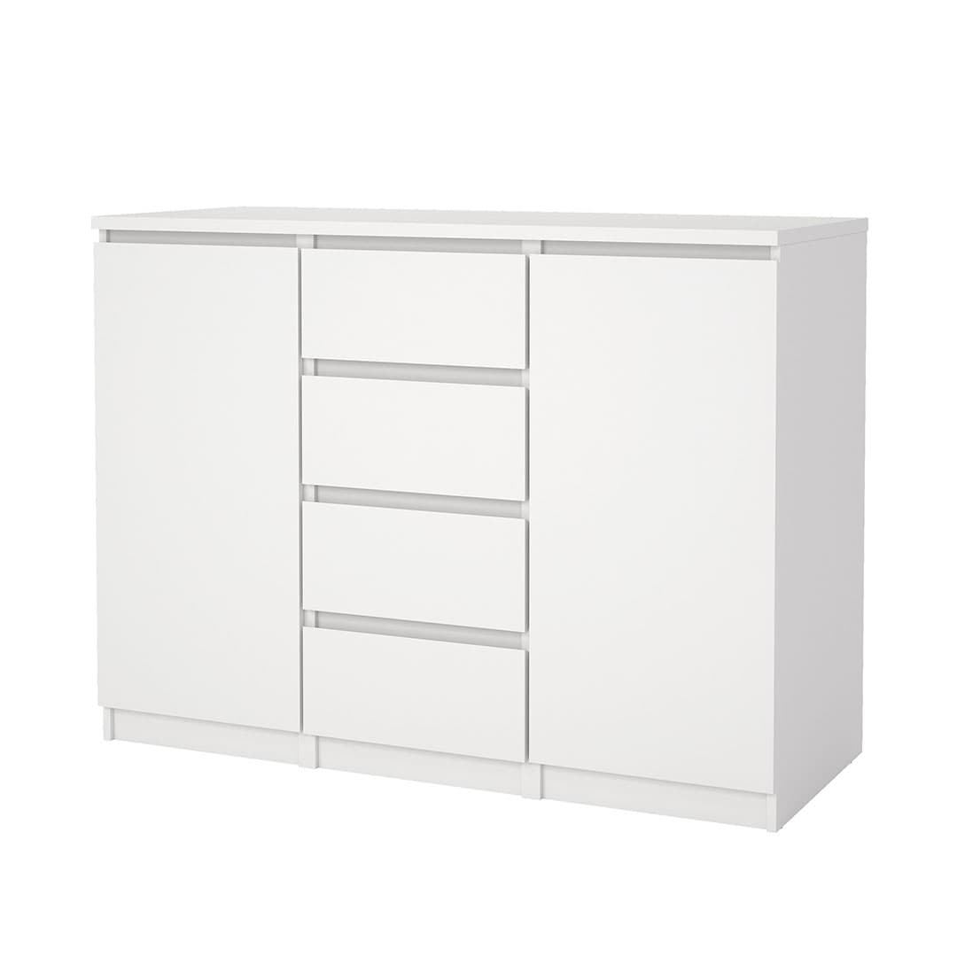 Naia Sideboard 2 Türen 4 Schubladen weiß.