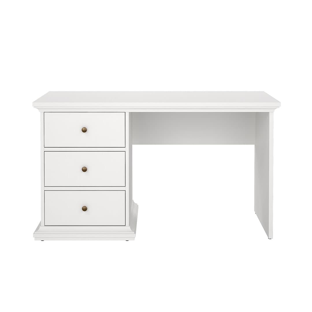 Venedig Schreibtisch mit 3 Schubladen Breite 130 cm, Höhe 73 cm weiß.