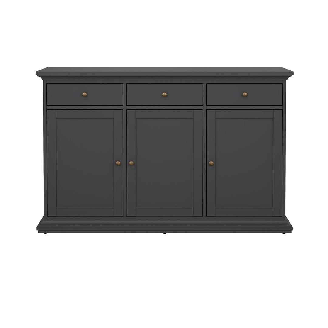 Venedig Sideboard 3 Türen und 3 Schubladen matt grau.