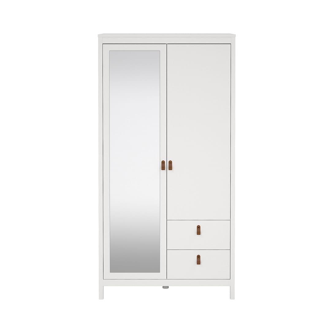 Madrid Kleiderschrank 199x103x59cm, 1 Tür, 1 Spiegeltür, 2 Schubladen weiß.