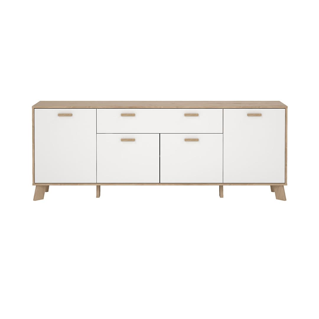 Ikast Sideboard 4 Türen, 1 Schublade Eichen-Dekor, weiß.