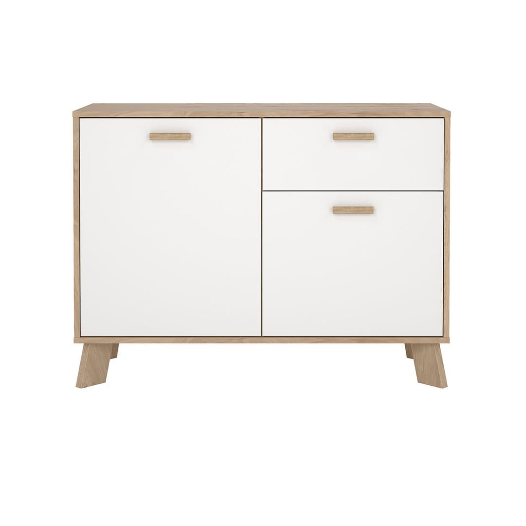 Ikast Sideboard 2 Türen, 1 Schublade Eichen-Dekor, weiß.