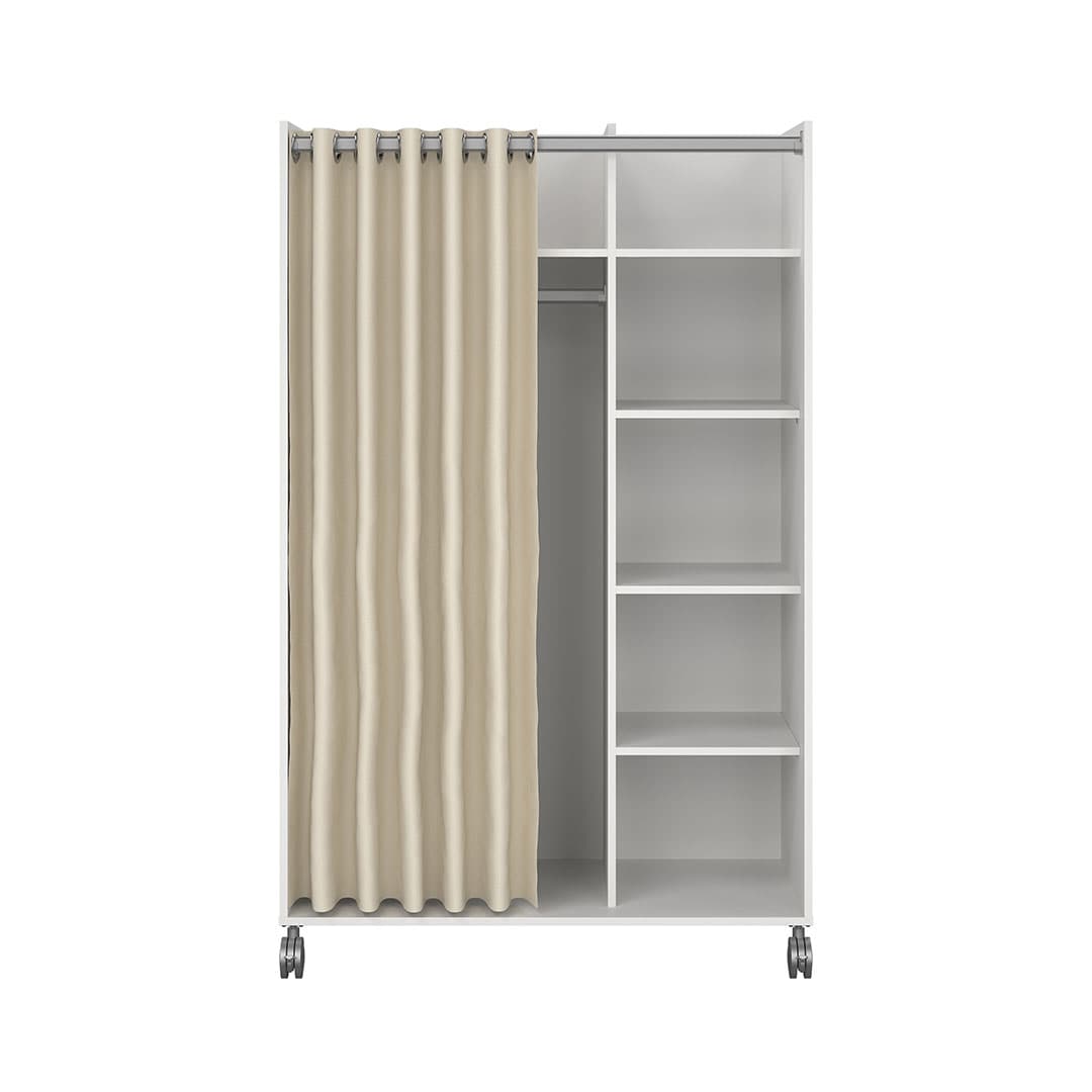 Kit Kleiderschrank 160x100x49cm, offen, Kleiderstangeneinsatz weiß, beige.