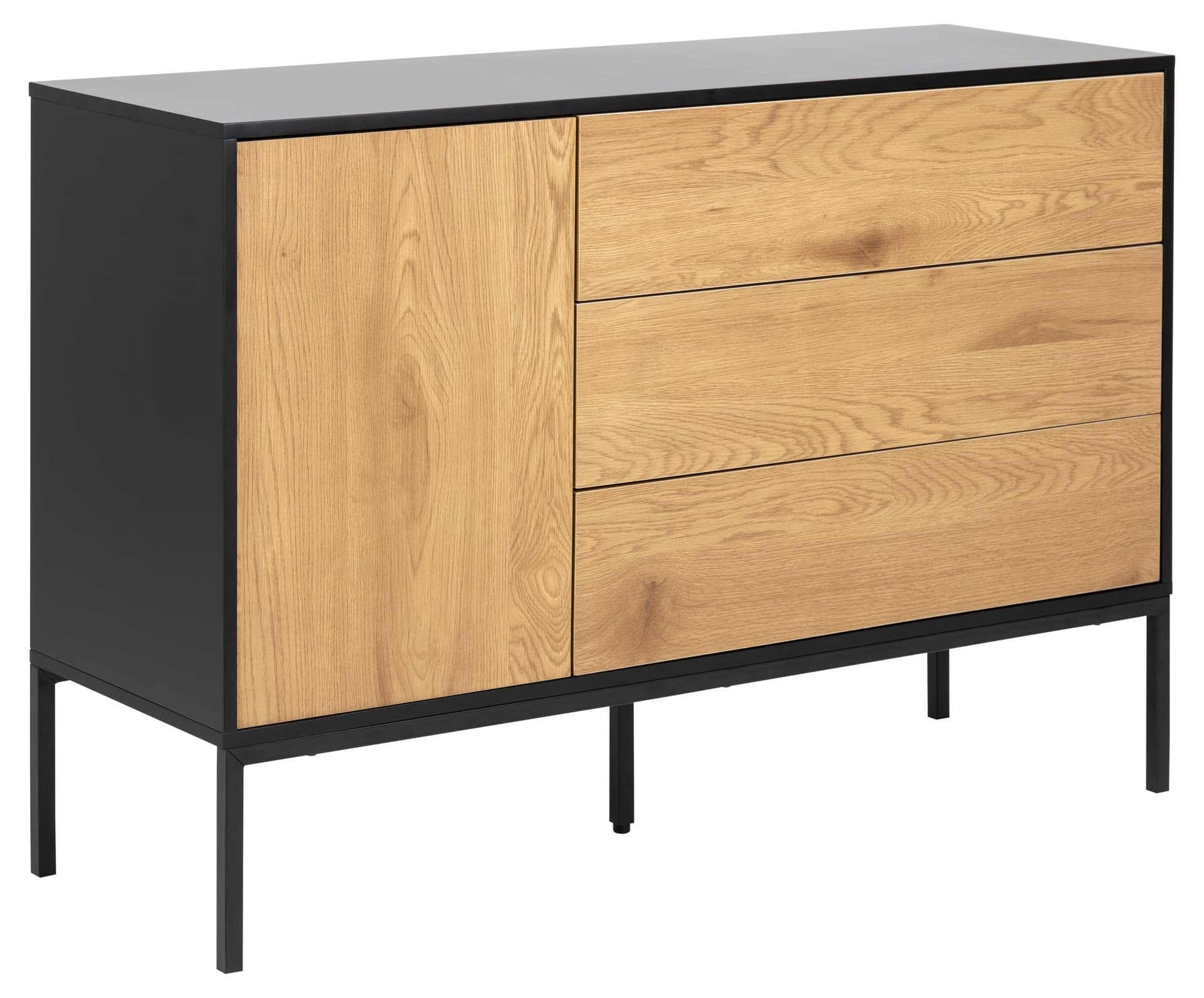 Sea Sideboard 1 Tür und 3 Schubladen, schwarz.