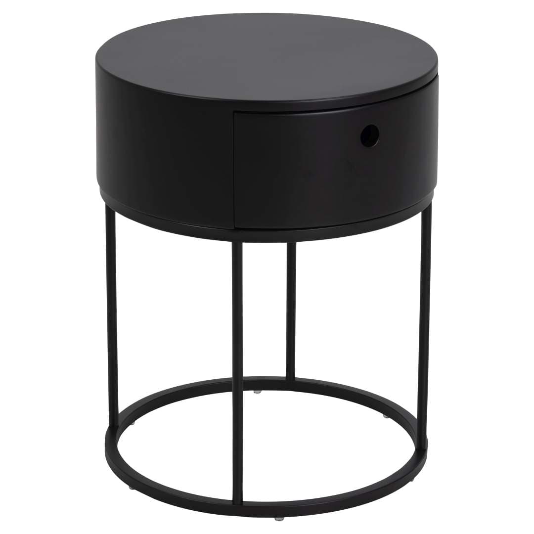 Polo Nachttisch Ø40cm1 Schublade schwarz.