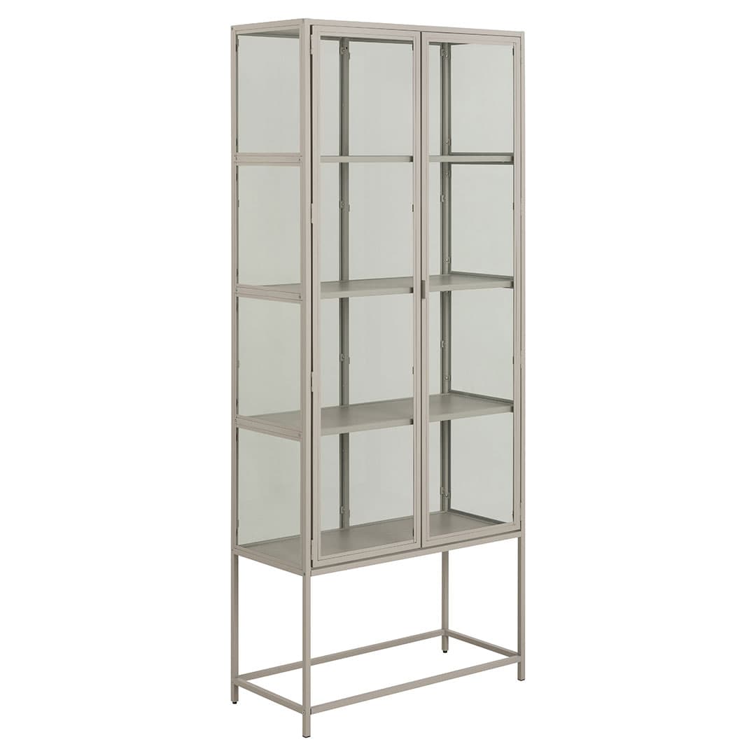 Seaford Vitrinenschrank 2 Glastüren grau.