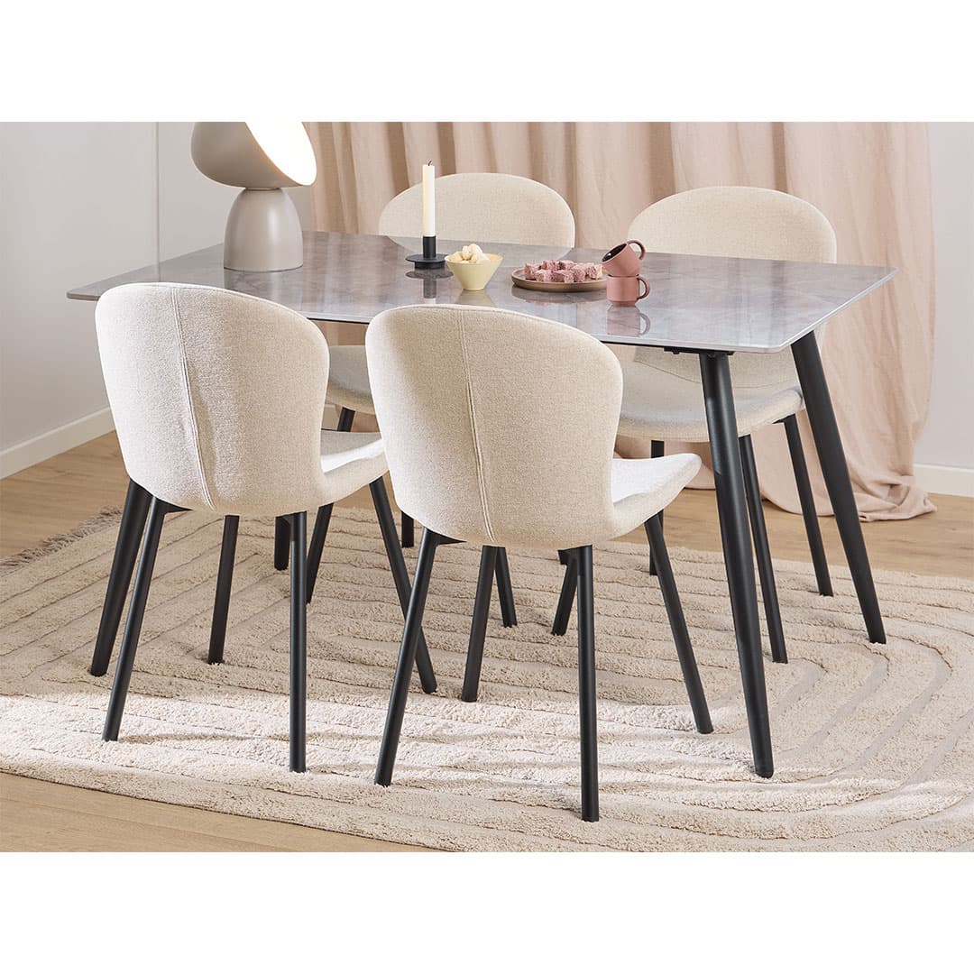 Wicklow Essgruppe Tisch mit 4 Stühlen grau, beige.