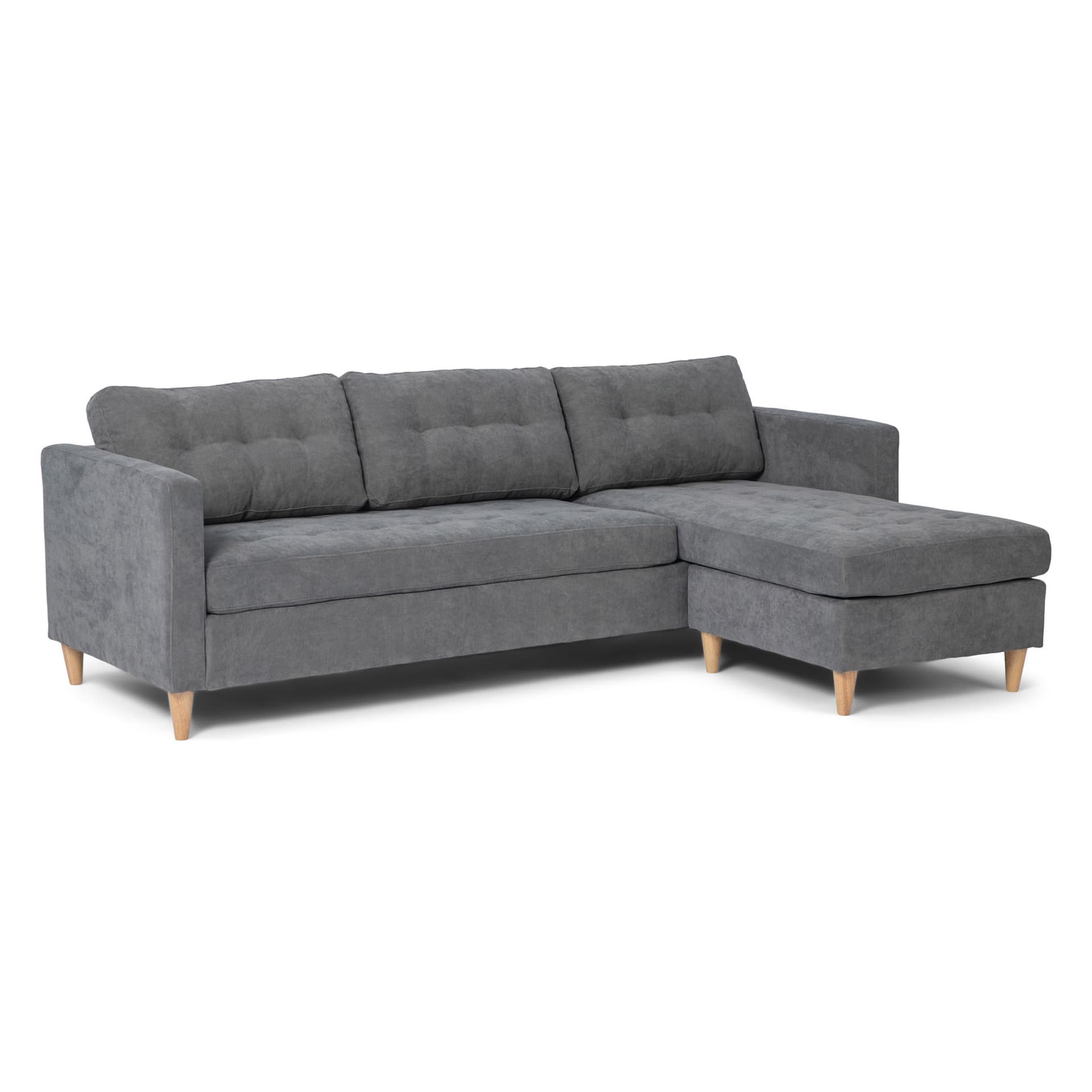 Marino Sofa, Chaiselongue rechts oder links gewendet in Samt grau.