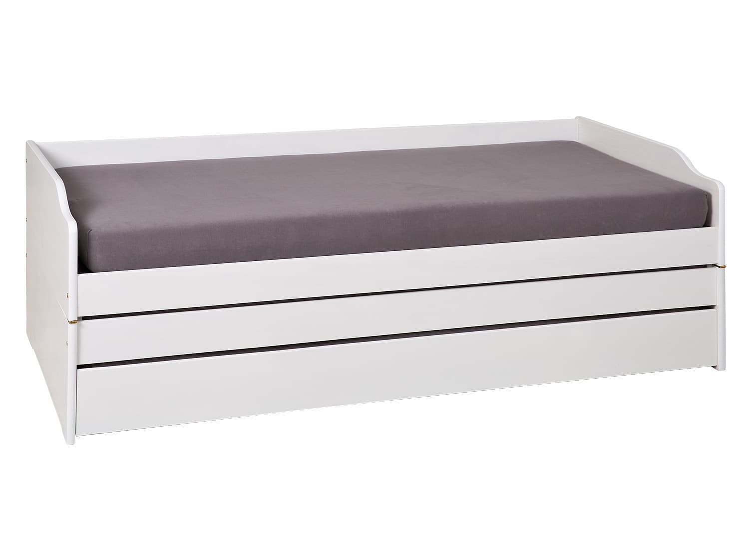 Lotved Bett 90x200 cm, 3 Schlafplätze, weiss.