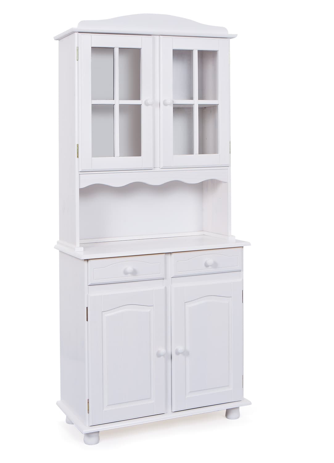 Valux Vitrinenschrank 2 Türen, 2 Glastüren, 2 Schubladen, weiss.