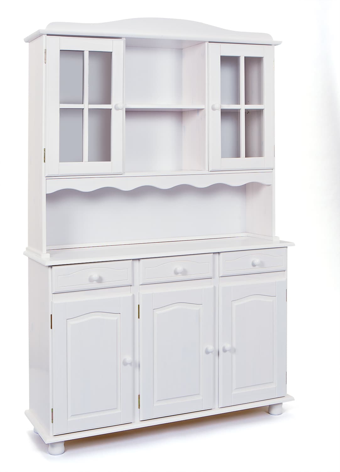 Siena Vitrinenschrank mit 3+2 Türen und 3 Schubladen Weiss.