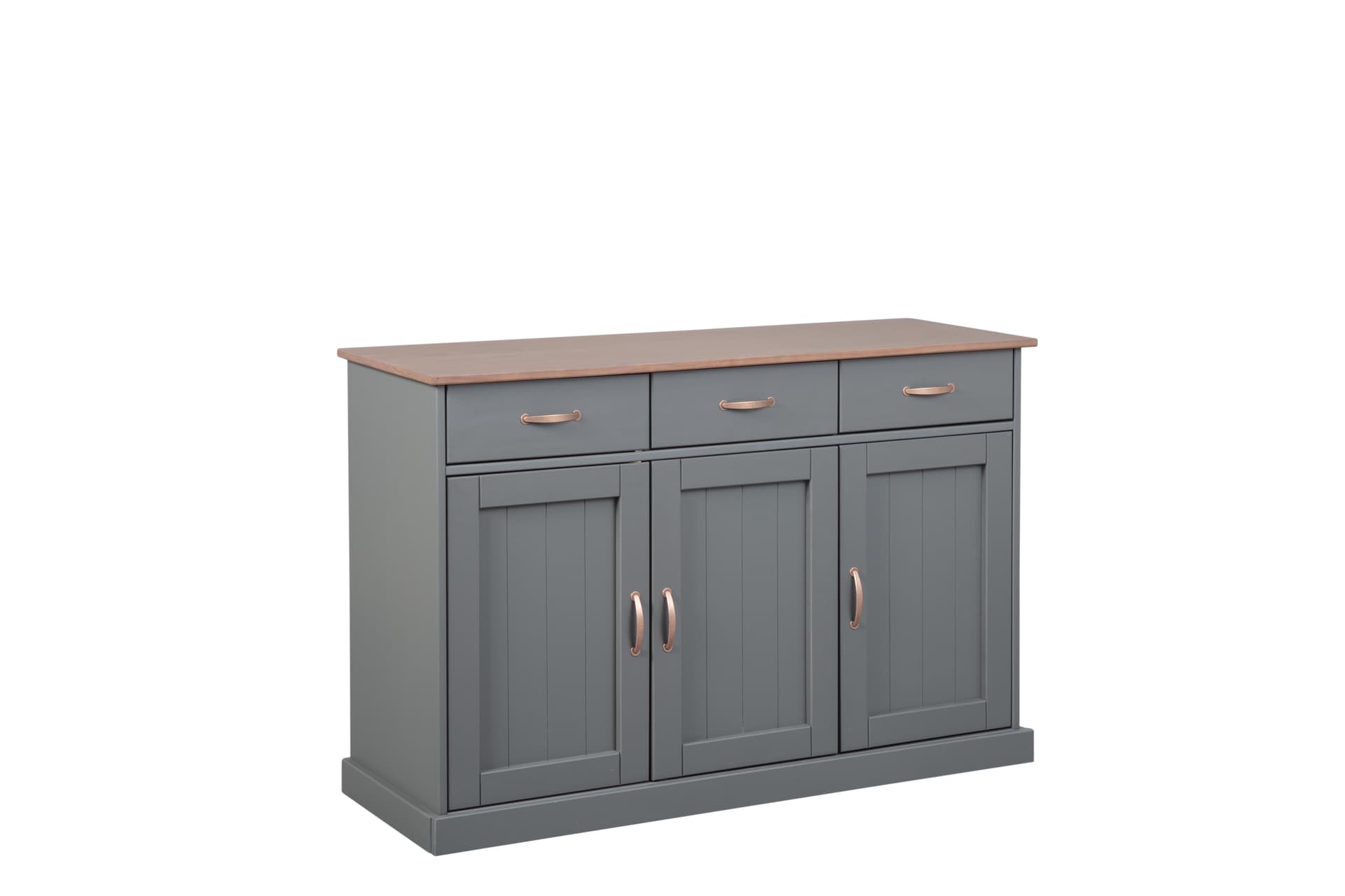Luzerna Sideboard mit 3 Türen und 3 Schubladen Grau, Braun.