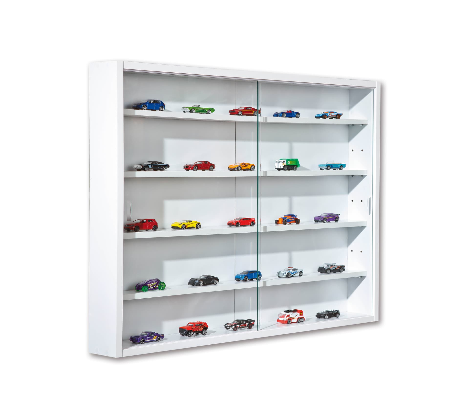 Comit Vitrinenschrank wandhängend, 2 Glastüren, weiss.