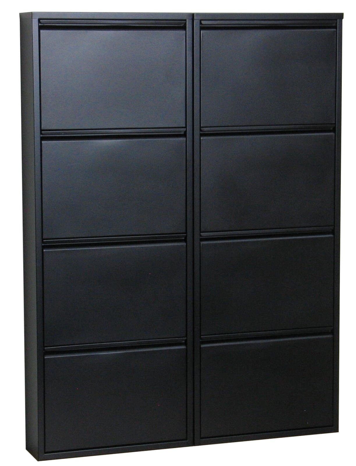 Pisa Schuhschrank mit 8 Klappen/ Türen in Metall schwarz. Fertig montiert.