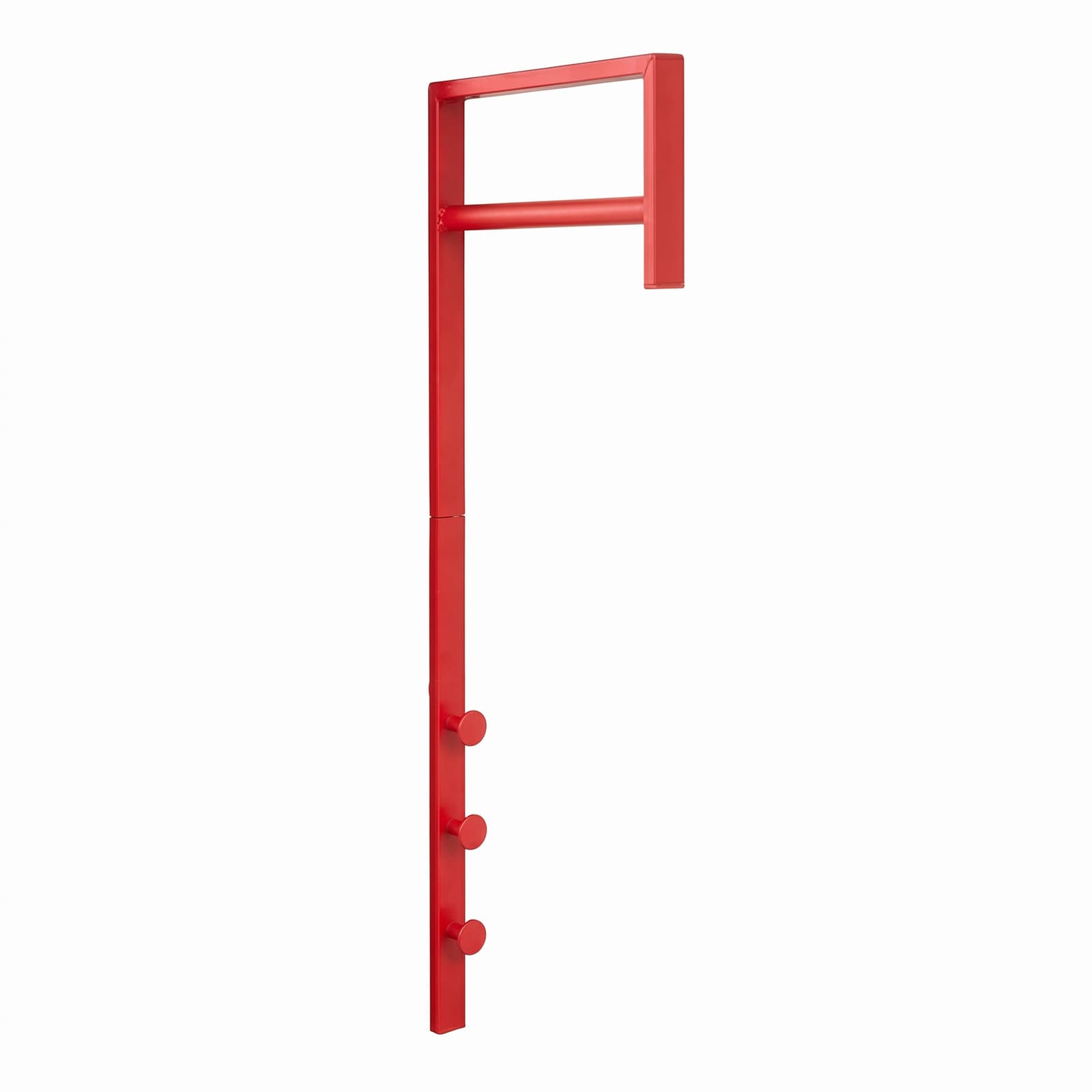 Pisa Garderobenständer, Wandgarderobe 1 Kleiderstange, 3 Haken rot.
