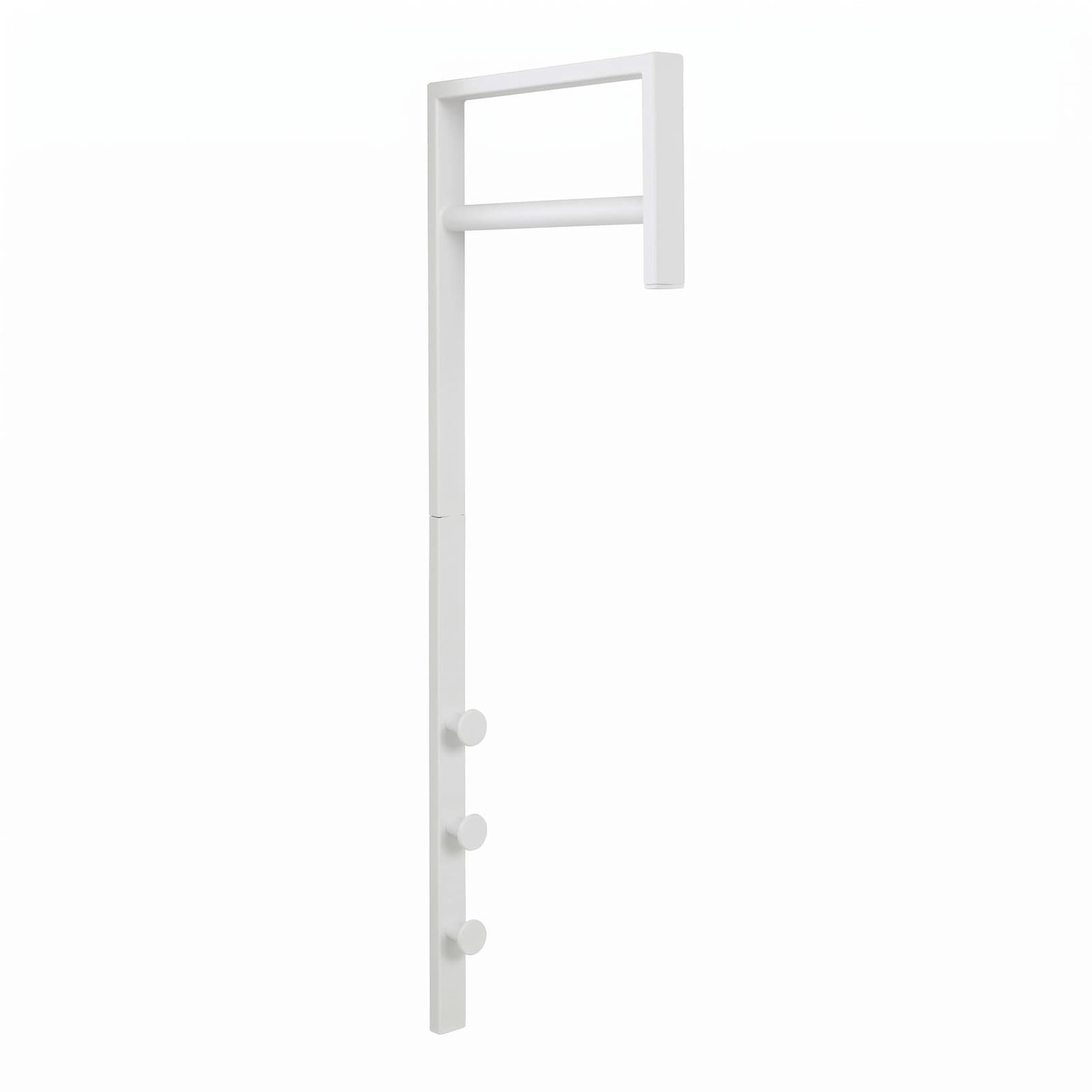 Pisa Garderobenständer, Wandgarderobe 1 Kleiderstange, 3 Haken weiß.