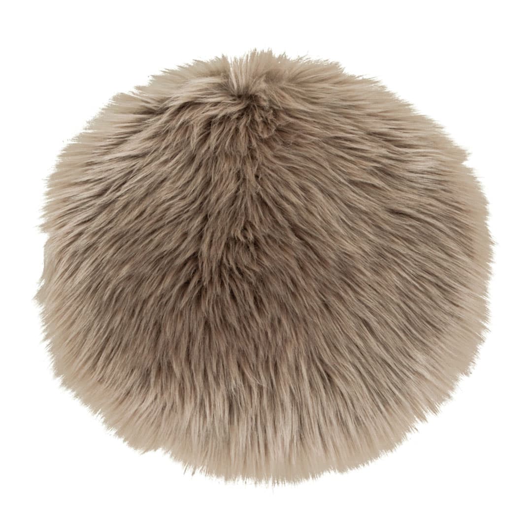 Laila Stuhlkissen, Lammfell imitiert Ø35 cm, mushroom farben.