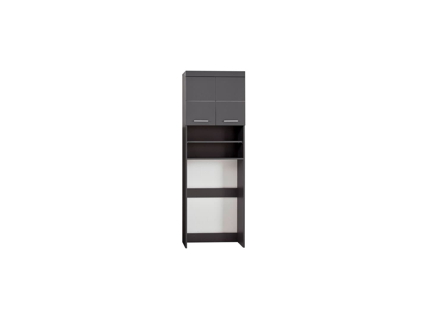 AmandaMandoBea Badschrank für Waschmaschine 2 Türen, 2 offene Fächer grau, Agavegrau Hochglanz.