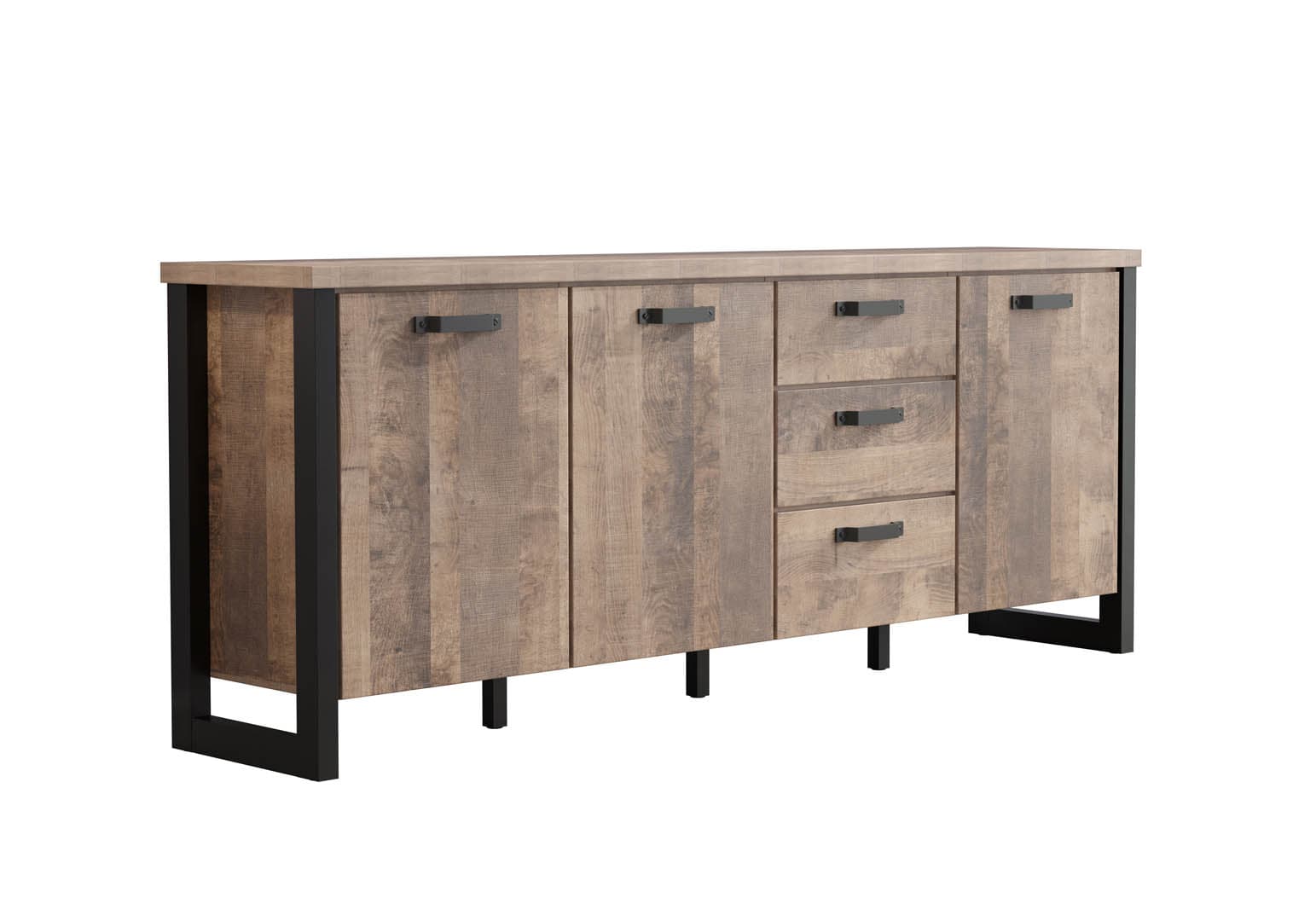 Emile Sideboard 3 Türen, 3 Schubladen, EicheTabak dekor.