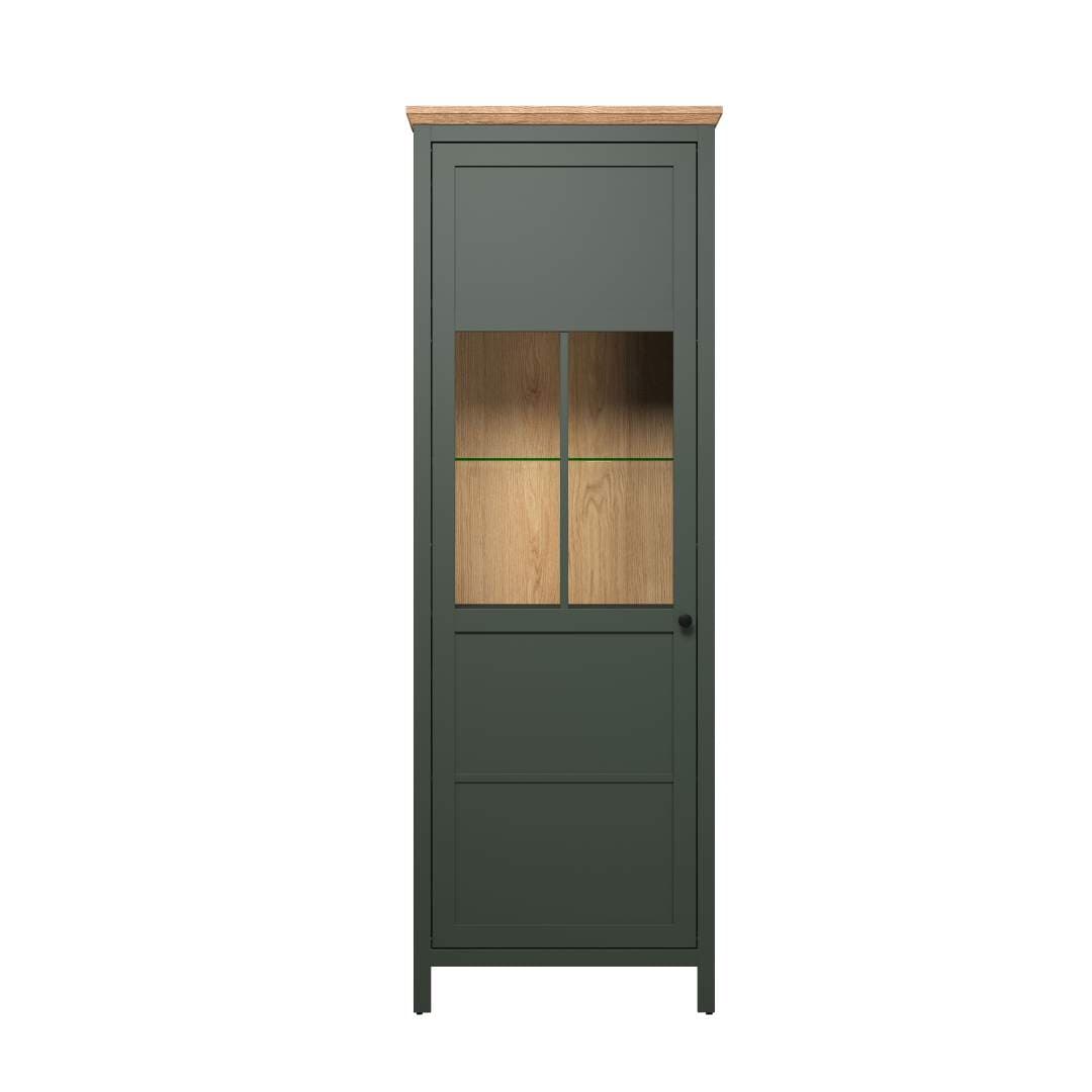 Stanton Vitrinenschrank grün, Eiche dekor.