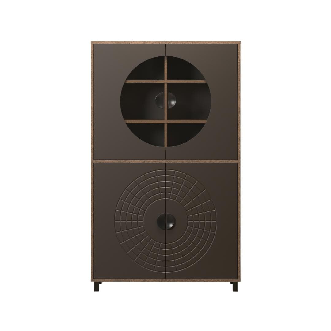 Fusion Vitrinenschrank 4 Türen Bronze-Dekor.