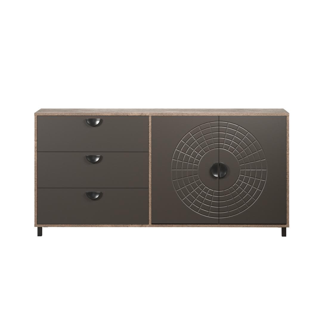 Fusion Sideboard 2 Türen, 3 Schubladen Bronze-Dekor.