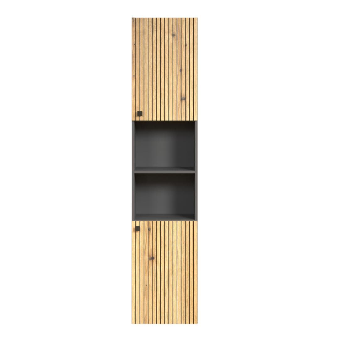 PureBliss Hochschrank Bad Eiche Dekor, antrazit.