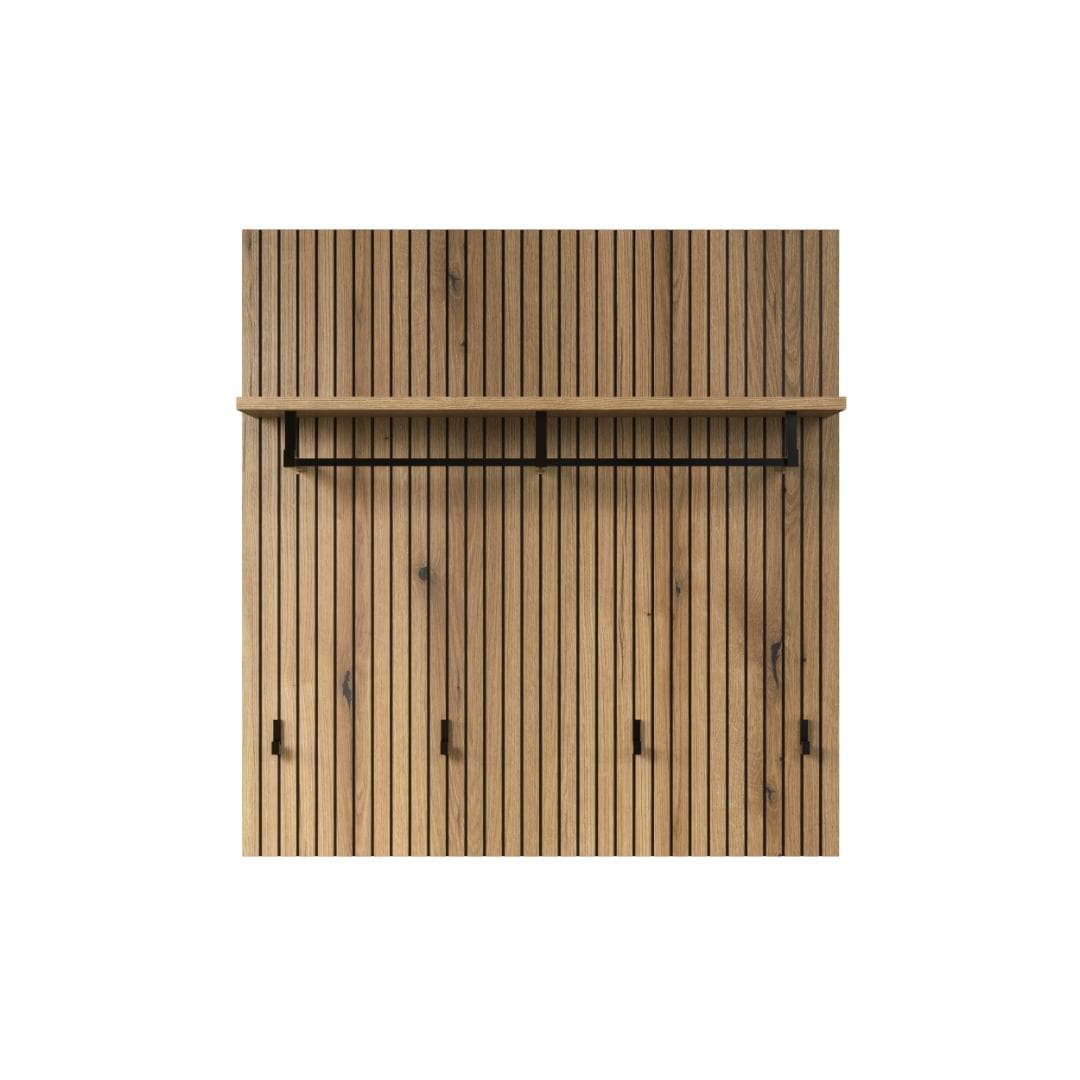 PureBliss Wandgarderobe 1 Regal, 1 Kleiderstange, 4 Haken Eiche Dekor.