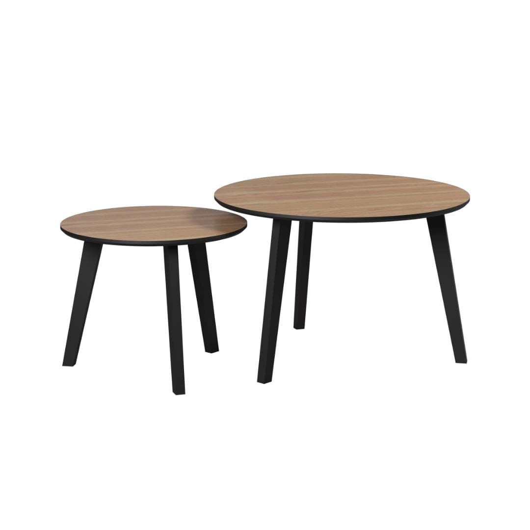 Ronin Couchtisch Set mit 2 Eiche Dekor.