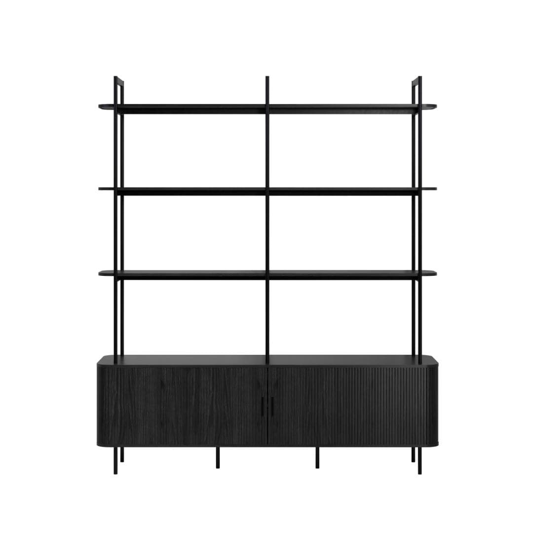 Ronin Regal 2 Jalousietüren, 3 Regale Asche-Dekor schwarz.