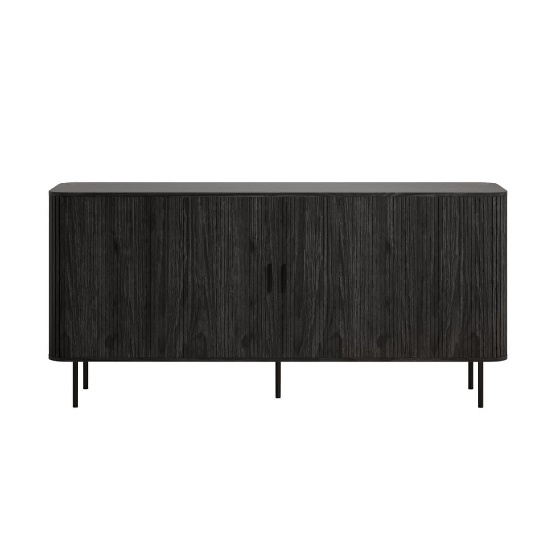 Ronin Sideboard 2 Jalousietüren Asche-Dekor schwarz.