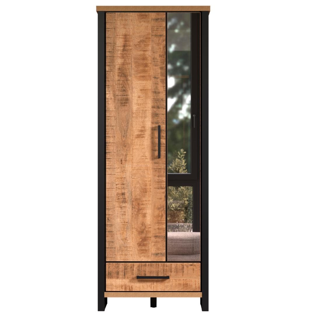 Enna Kleiderschrank 2 Türen, 1 Schublade Mango-Dekor.