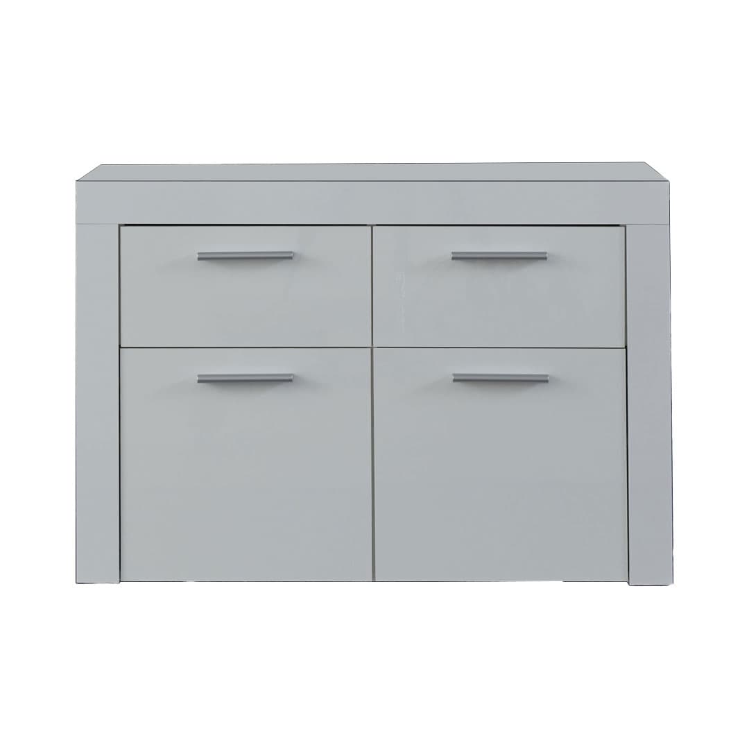 Alma Schuhschrank 2 Türen, 2 Schubladen wandhängend weiß Hochglanz.