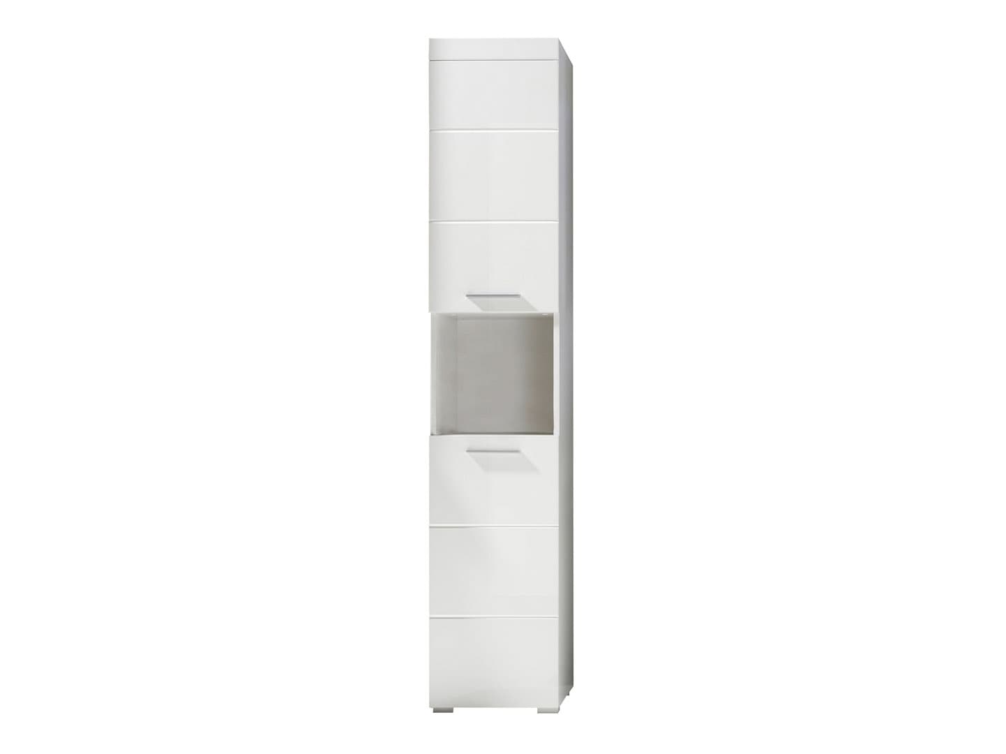 AmandaMando Bad Hochschrank 2 Türen, 1 offenes Fach weiß, weiß Hochglanz.