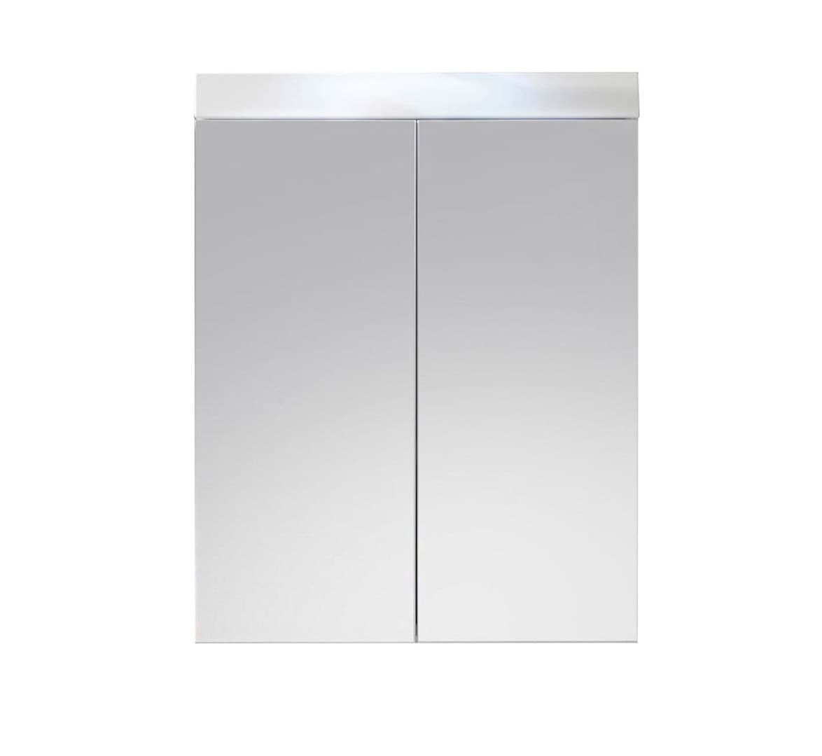 AmandaMando Bad Spiegelschrank 2 Türen weiß, weiß Hochglanz.