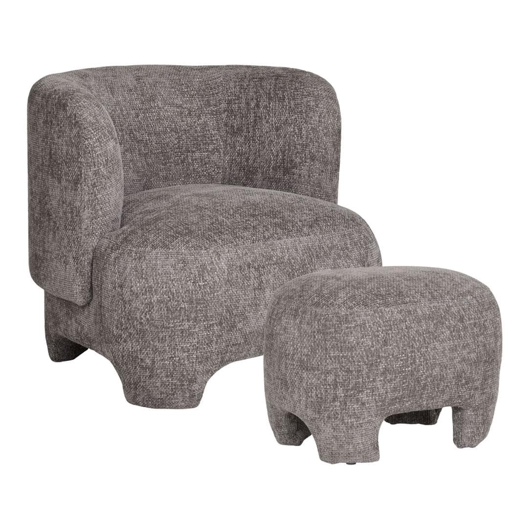 Nazare Sessel mit Pouf grau.
