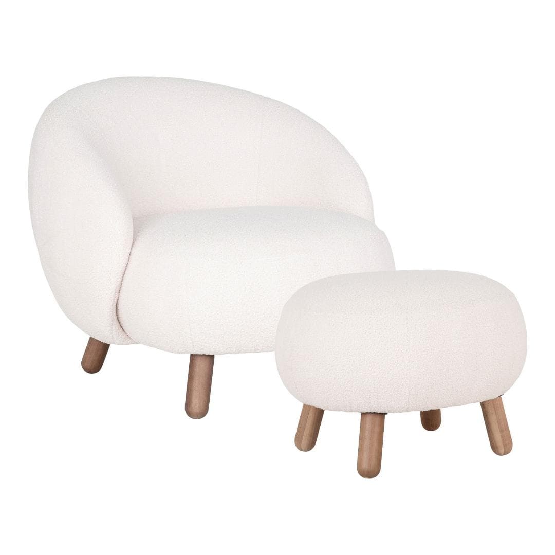 Savona Sessel mit Pouf weiß.