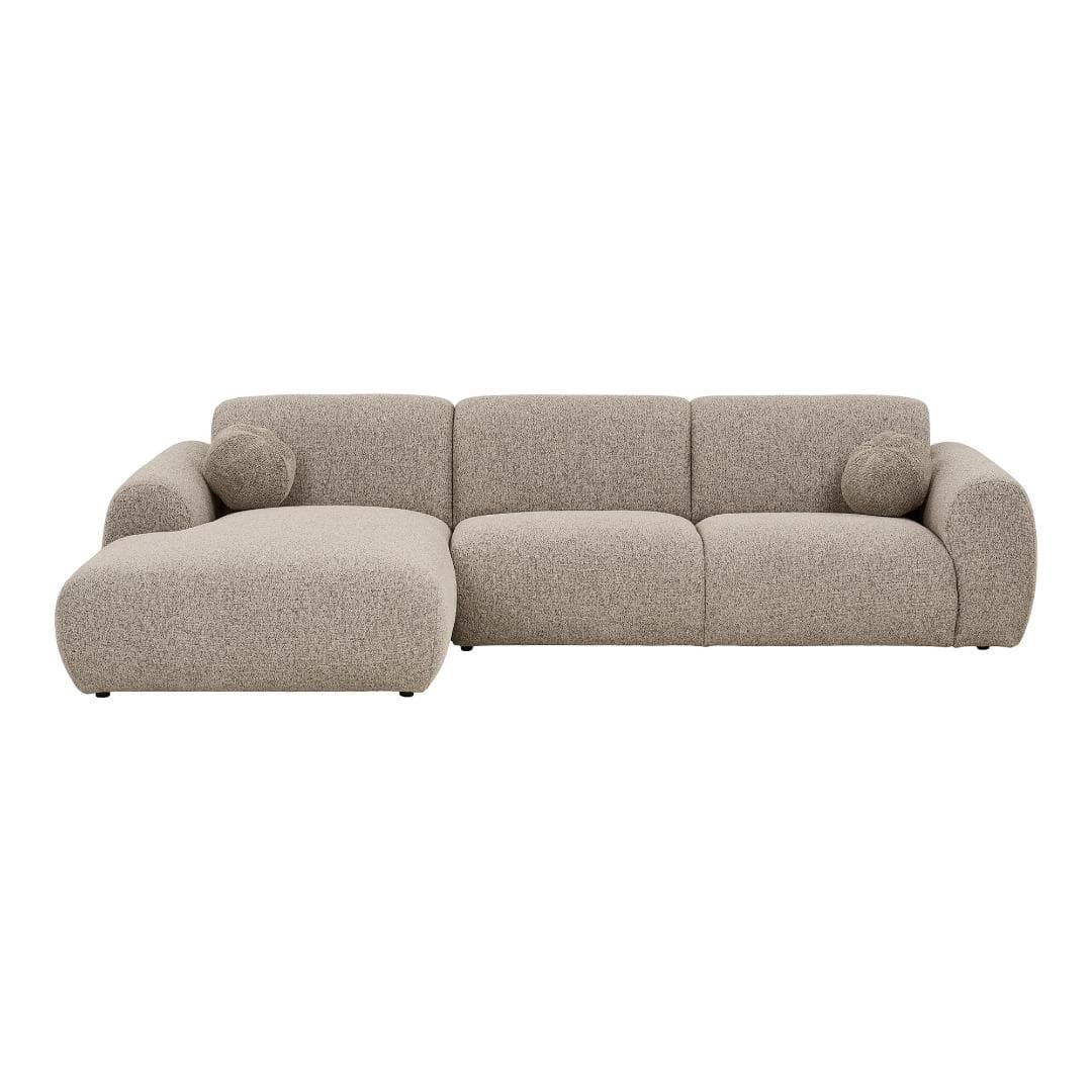 Astrid Sofa linksausgerichtet inkl. 2 Zierkissen steingrau.