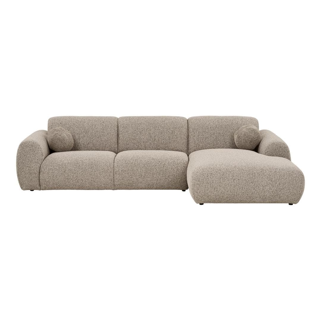 Astrid Sofa rechtsausgerichtet inkl. 2 Zierkissen steingrau.