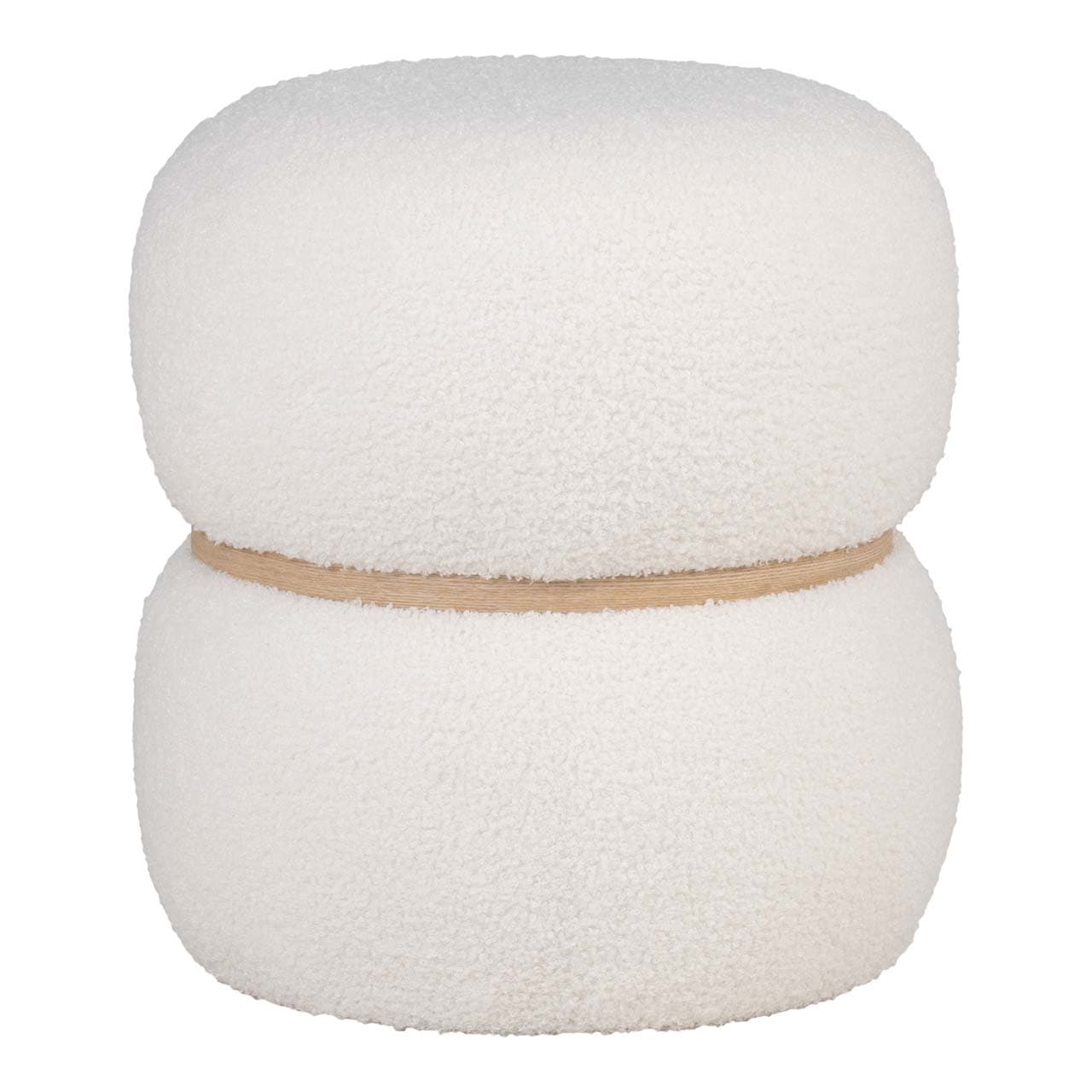 Milford Pouf bouclé Ø38cm weiß.