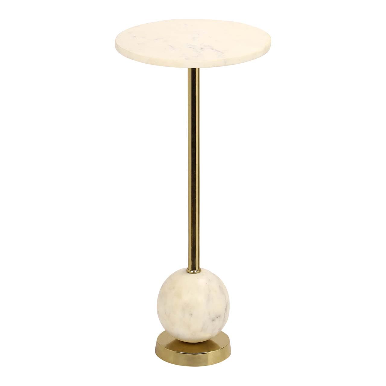 Salo Couchtisch , Ecktisch Ø25cm Marmor Messing, Marmor.