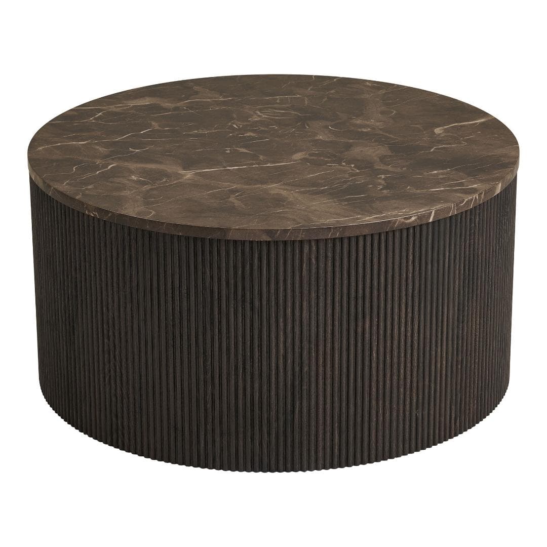 Ida Couchtisch Ø80cm Marmor Dekor braun.