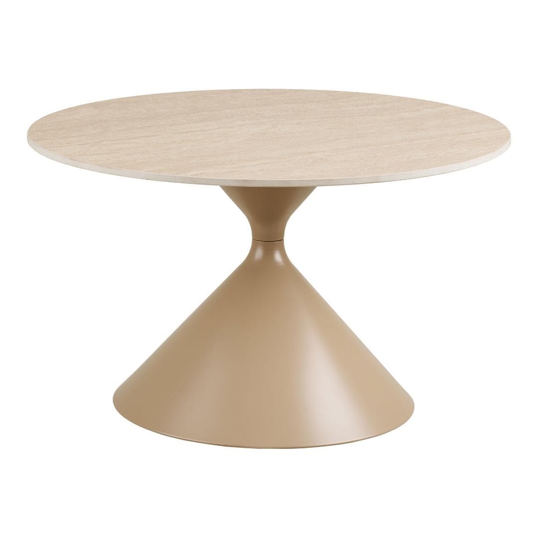 Elin Couchtisch Ø70cm keramische Tischplatte sandfarben.