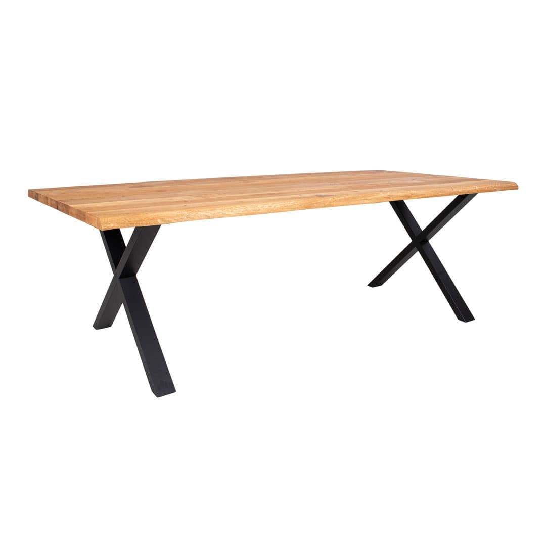 Toulon Esstisch 240x95 cm mit gewelltem Rand natur, schwarz.